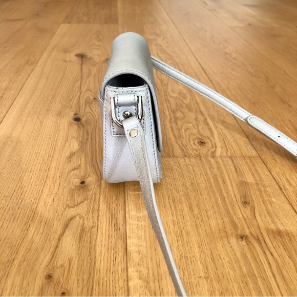 Oroton Metier mini crossbody bag in silver saffiano leather - Picture 8 of 9